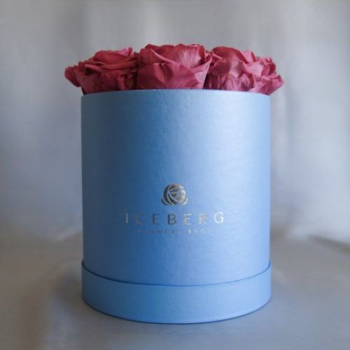 Caja azul pequeña Rosas Rosadas